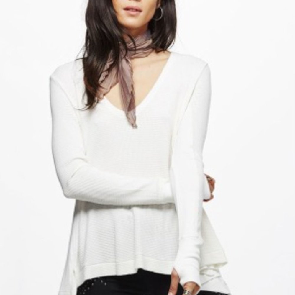 Free People white long sleeve thermal top